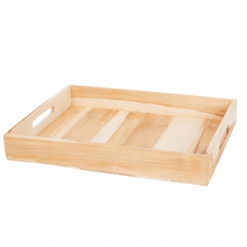TACA DREWNIANA MAŁA Z UCHWYTAMI DREWNO TEKOWE TEAK FSC 26 x 18 x 4.5 cm
