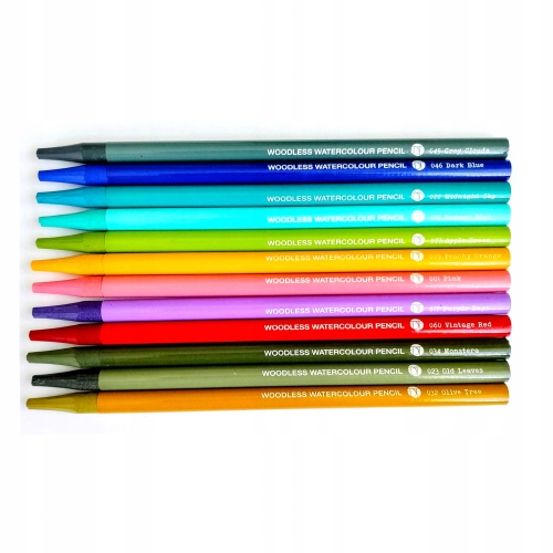 Kredki Bezdrzewne Akwarelowe Wodne WOODLESS PENCILS DecoTime 032-045 12szt.