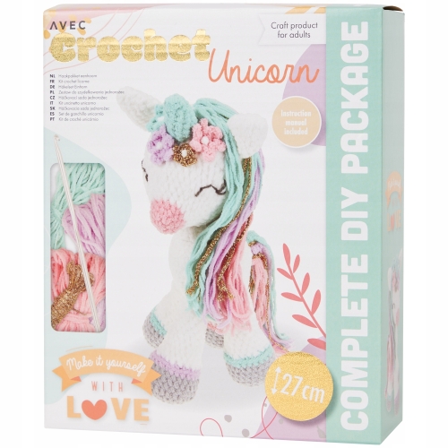 ZESTAW DO SZYDEŁKOWANIA WŁÓCZKA SZYDEŁKO JEDNOROŻEC 27 cm UNICORN 2024