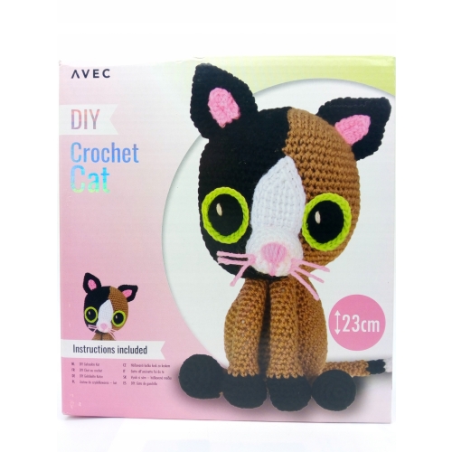 ZESTAW DO SZYDEŁKOWANIA WŁÓCZKA SZYDEŁKO IGŁA DUŻY 18cm LEOPARD Z KRÓLIKIEM