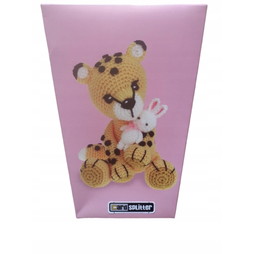 ZESTAW DO SZYDEŁKOWANIA WŁÓCZKA SZYDEŁKO IGŁA DUŻY 18cm LEOPARD Z KRÓLIKIEM
