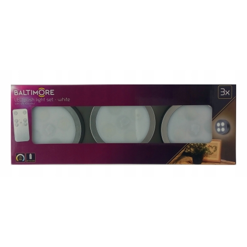 LAMPY BEZPRZEWODOWE 3 x LED PILOT ŚCIEMNIACZ PODSZAFKOWE BALTIMORE CZARNE