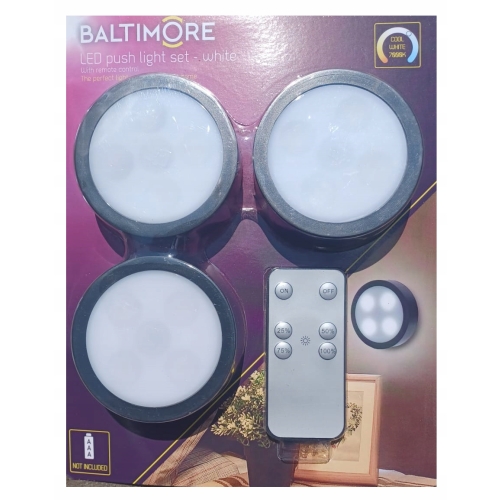 LAMPY BEZPRZEWODOWE 3 x LED PILOT ŚCIEMNIACZ PODSZAFKOWE BALTIMORE CZARNE