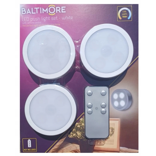 LAMPY BEZPRZEWODOWE 3 x LED PILOT ŚCIEMNIACZ PODSZAFKOWE BALTIMORE BIAŁE 88