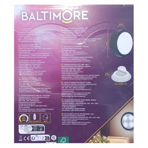 LAMPY BEZPRZEWODOWE 3 x LED PILOT ŚCIEMNIACZ PODSZAFKOWE BALTIMORE BIAŁE 88