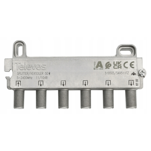 Splitter antenowy 5/1 aktywny 1 wejście 5 wyjść firma Televes 519505