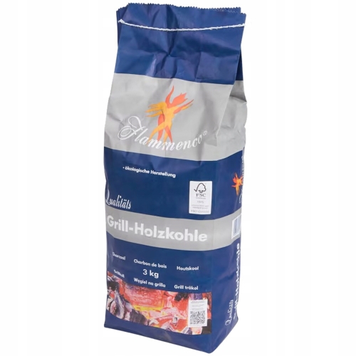 DUŻY SREBRNY GRILL KOMIN DO ROZPALANIA GRILLA + WĘGIEL DRZEWNY WOREK 3KG