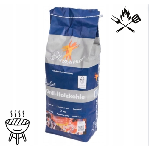 DUŻY SREBRNY GRILL KOMIN DO ROZPALANIA GRILLA + WĘGIEL DRZEWNY WOREK 3KG
