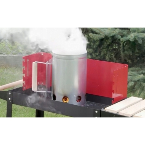 DUŻY SREBRNY GRILL KOMIN DO ROZPALANIA GRILLA + WĘGIEL DRZEWNY WOREK 3KG