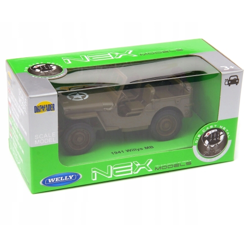 JEEP 1941 WILLYS MB METALOWY MODEL SAMOCHODU Z NAPĘDEM SKALA 1:34 NEX WELLY