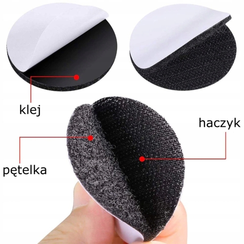 RZEP samoprzylepny KÓŁKA 20 mm okrągły białe 40 sztuk super mocny klej