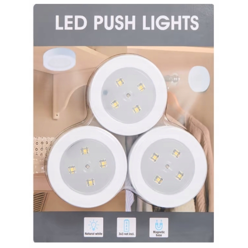 Lampki dotykowe LED Oświetlenie szafki mebli garderoby 3 szt 7cm 3W BIAŁE b