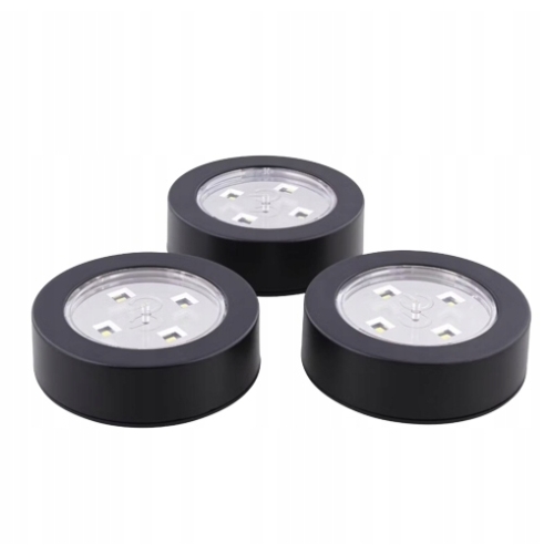 Lampka LAMPKI LED push meblowe dotykowe do szafy Zestaw 3 sztuki CZARNE 819