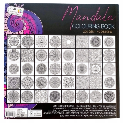 ANTYSTRESOWA EKSLUZYWNA KOLOROWANKA KSIĄŻKA MANDALA 200GSM 40 STRON FIOLET