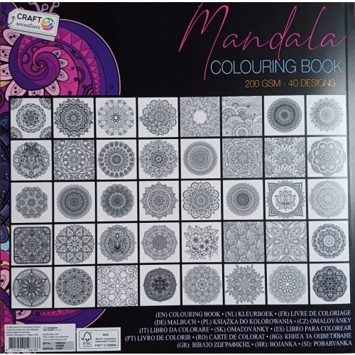ANTYSTRESOWA EKSLUZYWNA KOLOROWANKA KSIĄŻKA MANDALA 200GSM 40 STRON FIOLET