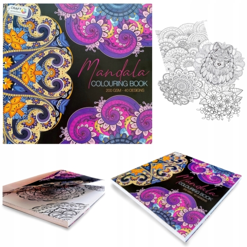 ANTYSTRESOWA EKSLUZYWNA KOLOROWANKA KSIĄŻKA MANDALA 200GSM 40 STRON FIOLET