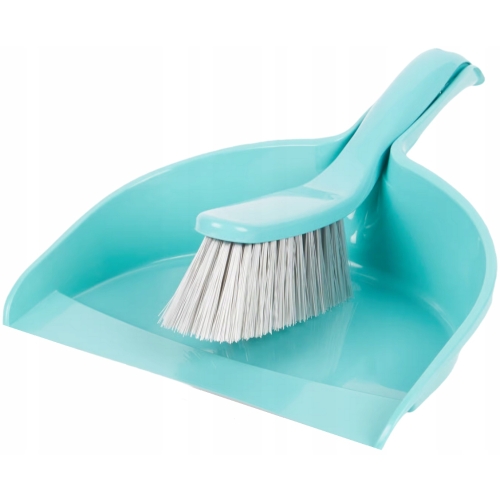 Szufelka i Zmiotka Włos z Gumką Zestaw Ergonomiczna Rączka Szaro-Niebieska