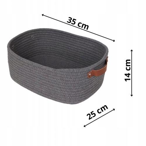 Koszyk do przechowywania bawełniany pleciony szary styl boho 35 x 25 x 13cm