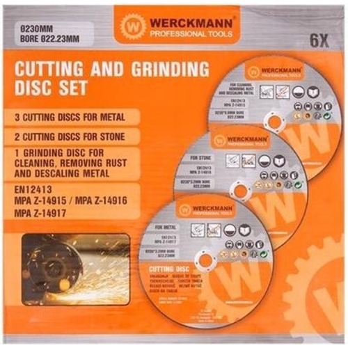 TARCZE DO CIĘCIA I SZLIFOWANIA ZESTAW 6 SZT 230MM WERCKAMANN TOOLS