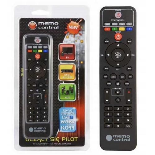 Pilot uniwersalny inteligentny samouczący TV DVBT Wiwa KORR MC-003 czarny