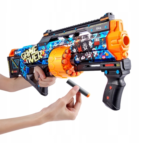 ZURU X-SHOT SKINS WYRZUTNIA LAST STAND GAME OVER PISTOLET + 16 NABOJÓW 8+