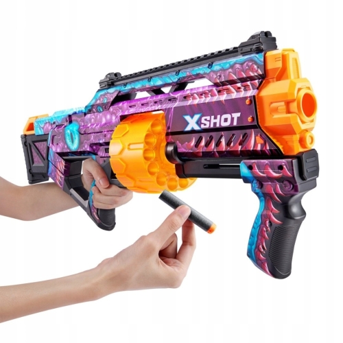 ZURU X-SHOT SKINS WYRZUTNIA LAST STAND ENIGMA PISTOLET + 16 NABOJÓW 8+