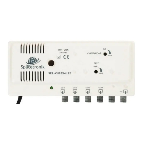 wzmacniacz rozgałęźnikiem 4xOUT FM/DAB/VHF UHF Spacetronik SPA-VU28X4 LTE