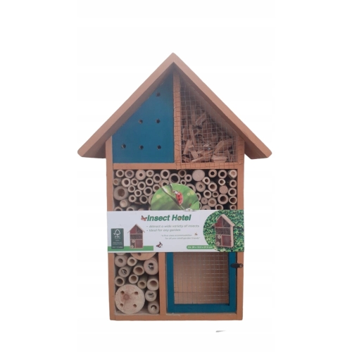 DOMEK hotel BUDKA lęgowa OWADÓW motyli karmnik naturalne drewno xxl 37 cm