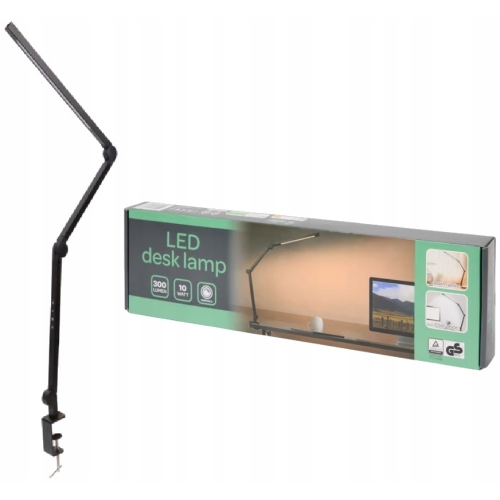 Lampka Biurowa LED Szkolna z Zaciskiem na biurko 10W 300lm CCT DIMM czarna