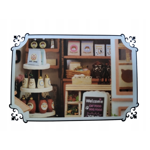 Drewniany model do samodzielnego skladania Pet Shop 3D z podświetleniem 90
