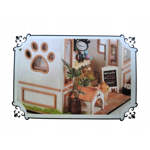 Drewniany model do samodzielnego skladania Pet Shop 3D z podświetleniem 90