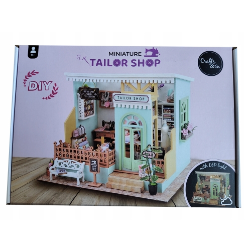 Drewniany model do samodzielnego skladania TAILOR SHOP 3D z podświetleniem