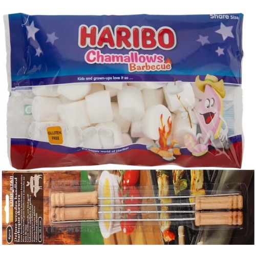 PATYKI DO SZASZŁYKÓW 38,5 CM PIANKI BARBECUE VANILIA 300g ZESTAW GRILLOWY