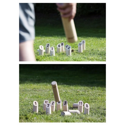 KUBB Towarzyska Gra Skandynawskie KRĘGLE z drewna szwedzka zabawa ZBIJAK 3+