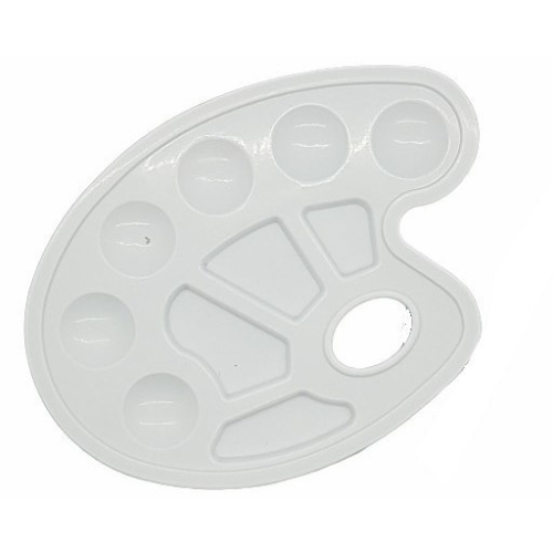 Paleta malarska uniwersalna plastikowa biała 10 przegródek otwór na kciuk