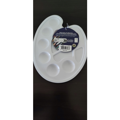 Paleta malarska uniwersalna plastikowa biała 10 przegródek otwór na kciuk