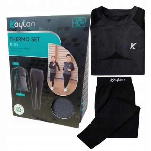 Komplet Bielizna Termoaktywna KAYTAN THERMO SET KIDS czarny rozmiar 134-140