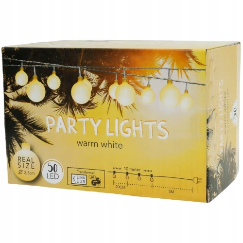 Girlanda ogrodowa 50 szt LED duże kulki Biel ciepła 1650 cm zasilanie 220V