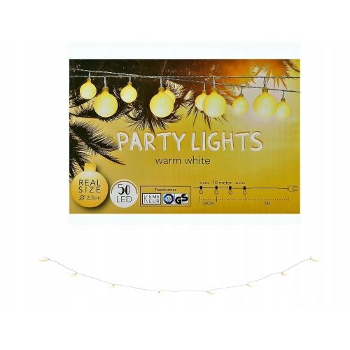 Girlanda ogrodowa 50 szt LED duże kulki Biel ciepła 1650 cm zasilanie 220V