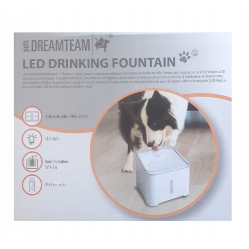 POIDŁO NA WODĘ DLA PSA I KOTA FONTANNA LED Z FILTREM DOZOWNIK AUTOMATYCZNY