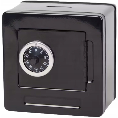 Mini Sejf zamek szyfrowy Kasetka na pieniądze metal 13,5x13,5cm SZYFR BLACK