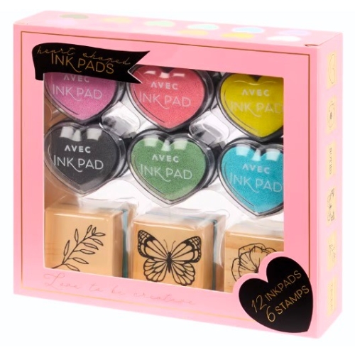 Zestaw stempli 18 elementów 12 poduszek tuszujących 6 stempli scrapbooking