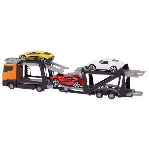 LAWETA POMARAŃCZOWA Z 3 SAMOCHODAMI MEGA TRANSPORTER Street Machines 3+