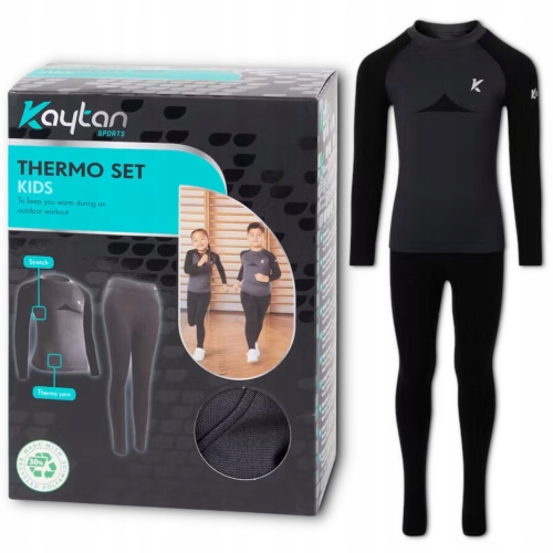 Komplet bielizny termicznej firma KAYTAN THERMO SET KIDS czarny r. 134-140