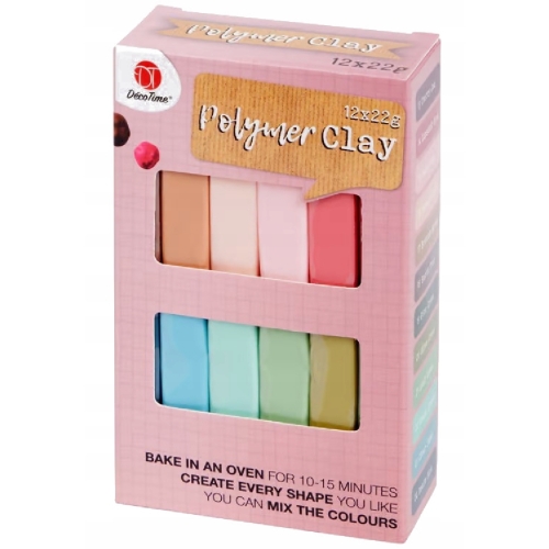 Glinka Modelina polimerowa do pieczenia kreatywna zabawa DécoTime 12 x 22g