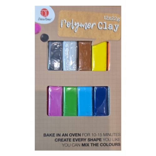 Glinka Modelina polimerowa do pieczenia kreatywna zabawa 12 x 22g DécoTime