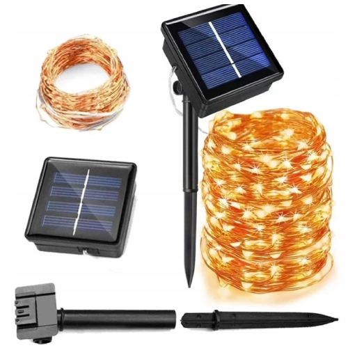 LAMPKI SOLARNE NA DRUCIKU 150 LED NA BALKON TARAS 15m MOCNE JASNE ŚWIATŁO