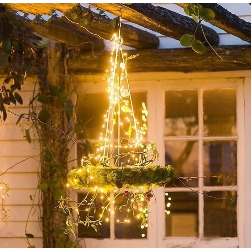 LAMPKI SOLARNE NA DRUCIKU 150 LED NA BALKON TARAS 15m MOCNE JASNE ŚWIATŁO