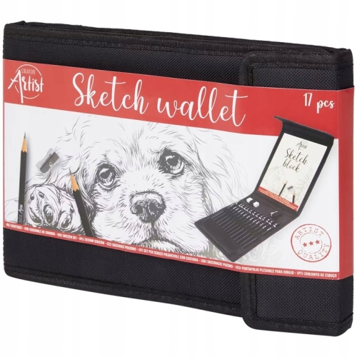 ZESTAW OŁÓWKÓW DO SZKICOWANIA RYSOWANIA 17W1 PROFESJONALNY BLOK + ETUI