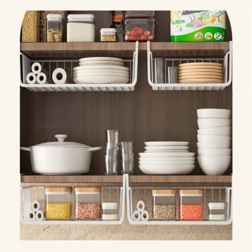 KOSZ KOSZYK METALOWY PODWIESZANY ORGANIZER POD PÓŁKĘ 30x26x14cm SZARY 2 szt